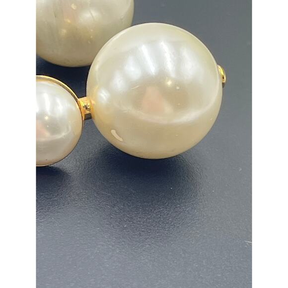 Lele Sadoughi Designer Large White Faux Pearl Double Drop Pierced Earrings - Picture 3 of 12